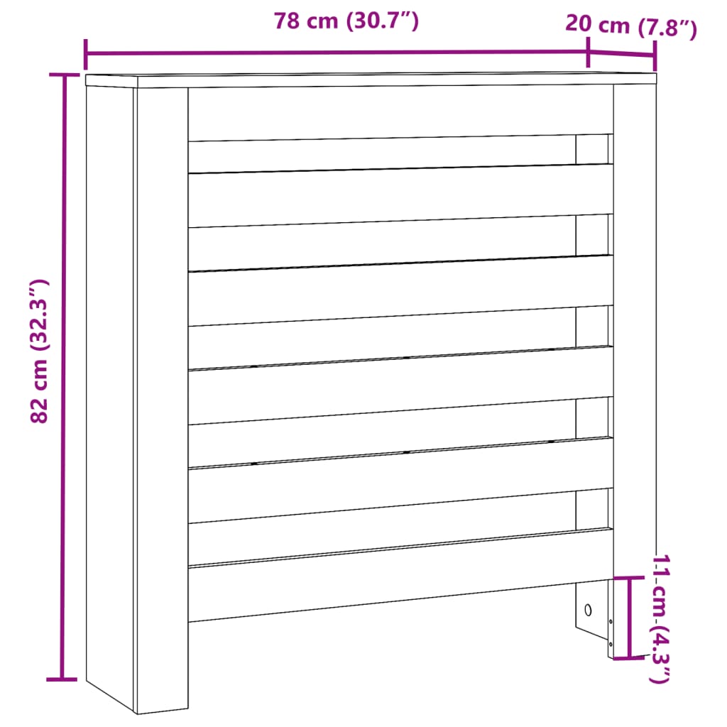 vidaXL Κάλυμμα Καλοριφέρ Sonoma Δρυς 78x20x82 εκ. Επεξεργασμένο Ξύλο
