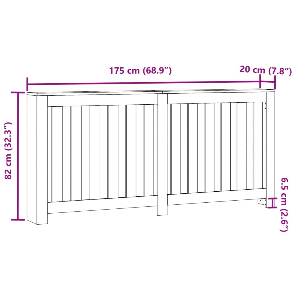 vidaXL Κάλυμμα Καλοριφέρ Καφέ Δρυς 175x20x82 εκ. Επεξεργασμένο Ξύλο