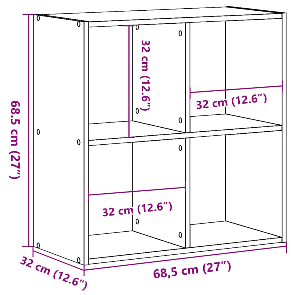 vidaXL Βιβλιοθήκη Μαύρο 68,5x32x68,5 εκ. από Επεξεργασμένο Ξύλο