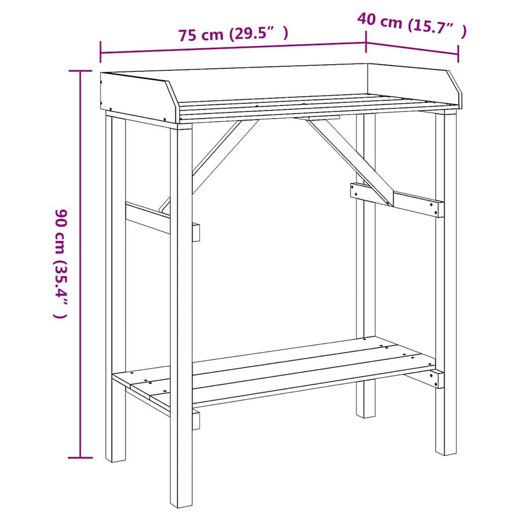 vidaXL Στήριξη φυτών με ράφι Μπεζ 75 x 40 x 90 εκ. Μασίφ ξύλο πεύκου