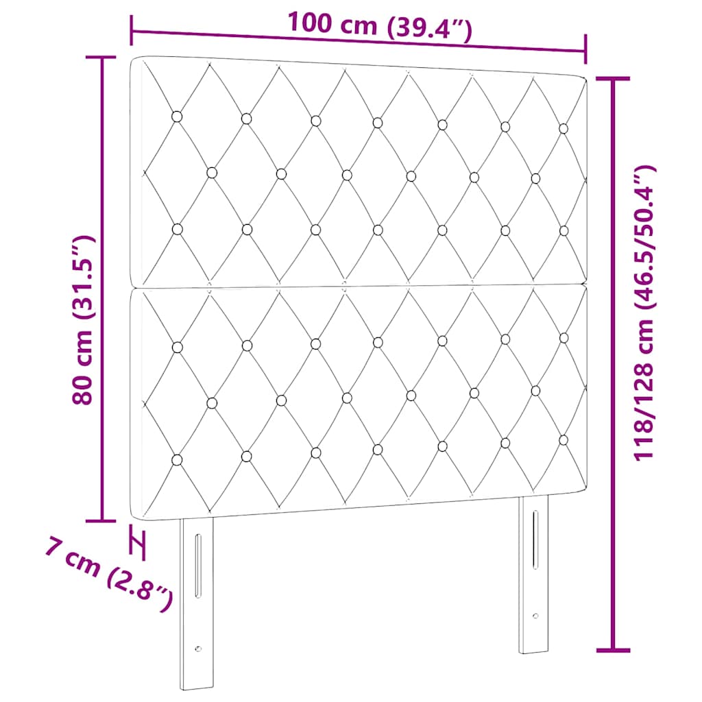 vidaXL LED Πλάτη Ανοιχτό Γκρι 100 cm Βελούδο