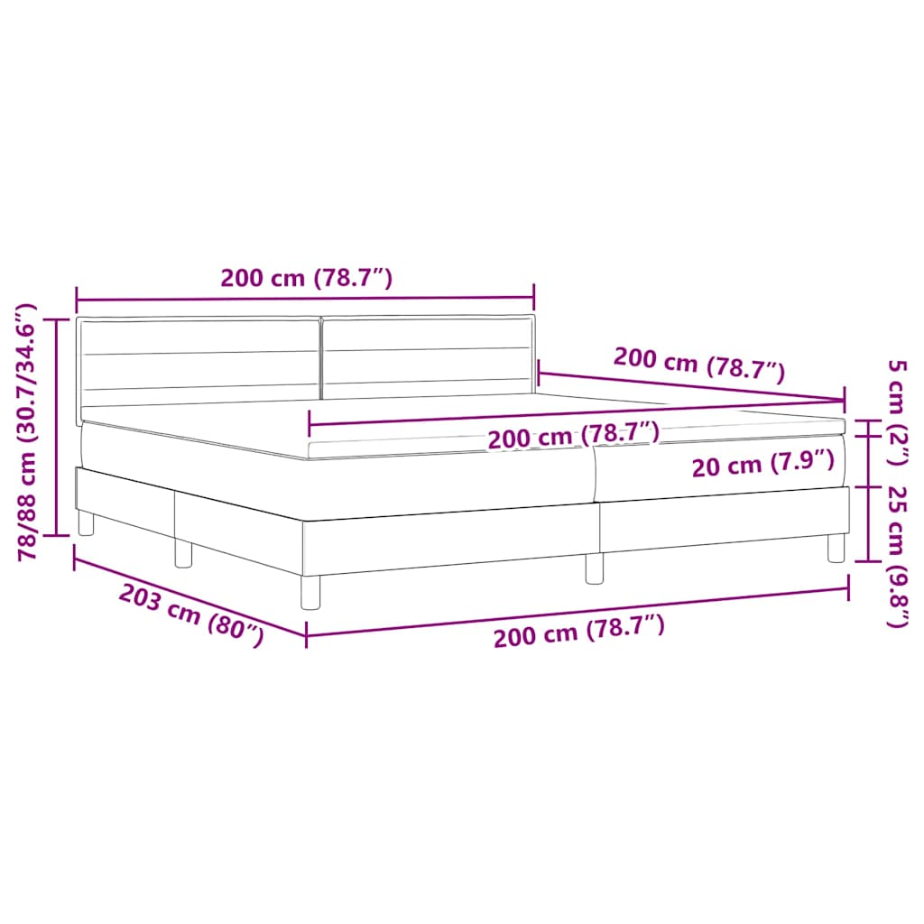 vidaXL Κρεβάτι με ελατήρια Ανοιχτό γκρι 200 x 200 cm ύφασμα