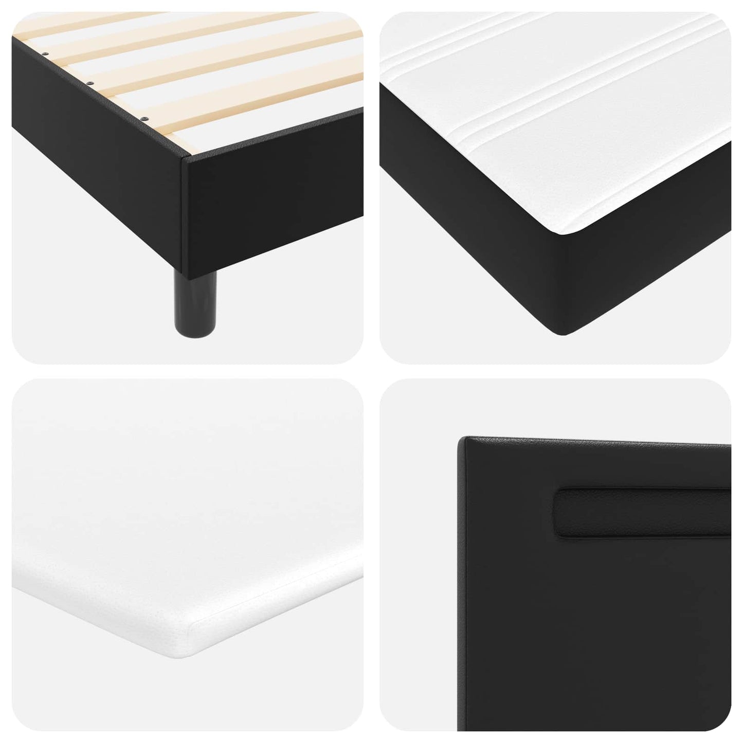 vidaXL Κρεβάτι με ελατήρια Μαύρο 120 x 190 cm Τεχνητό δέρμα