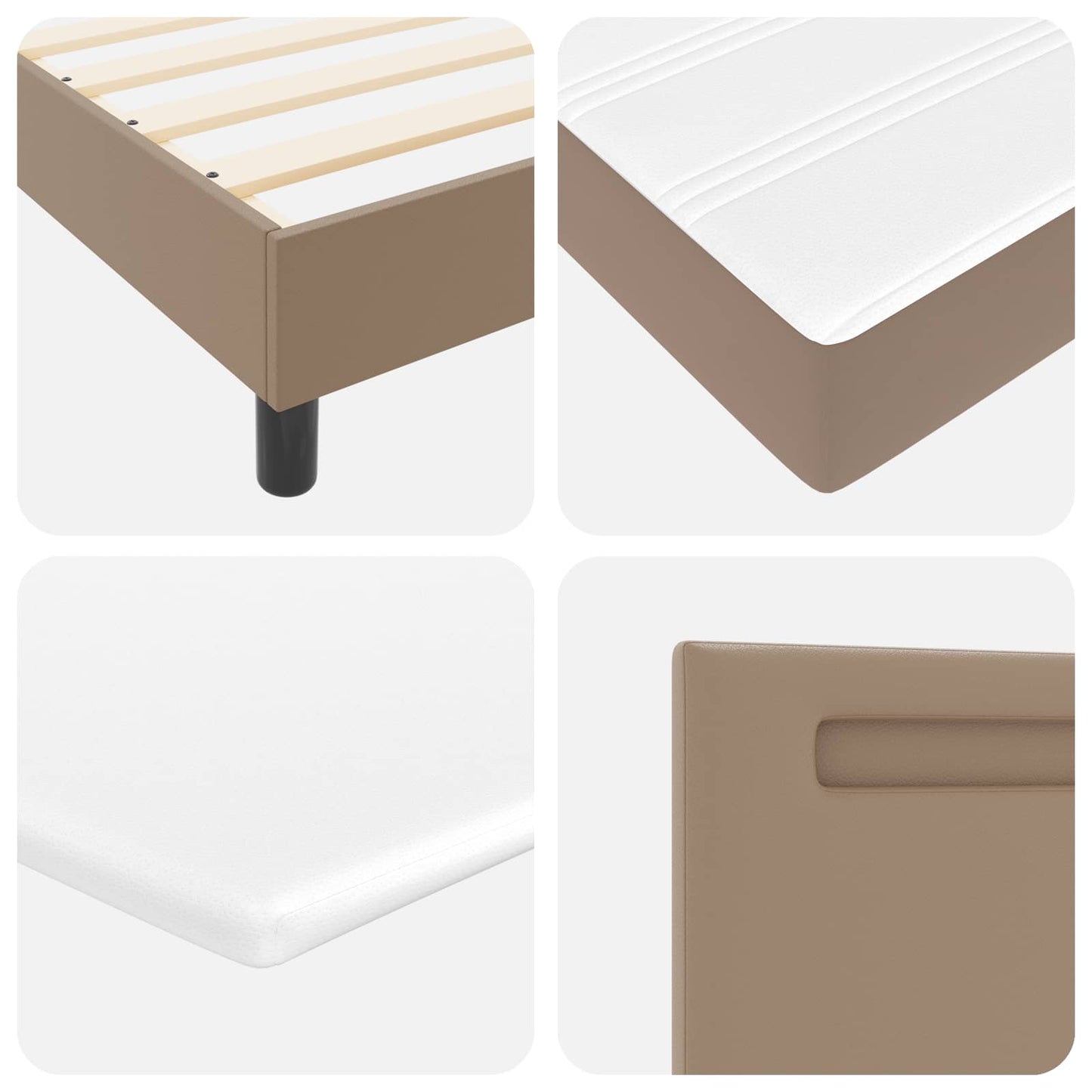 vidaXL Κρεβάτι με ελατήρια Καπουτσίνο 120 x 190 cm Τεχνητό δέρμα