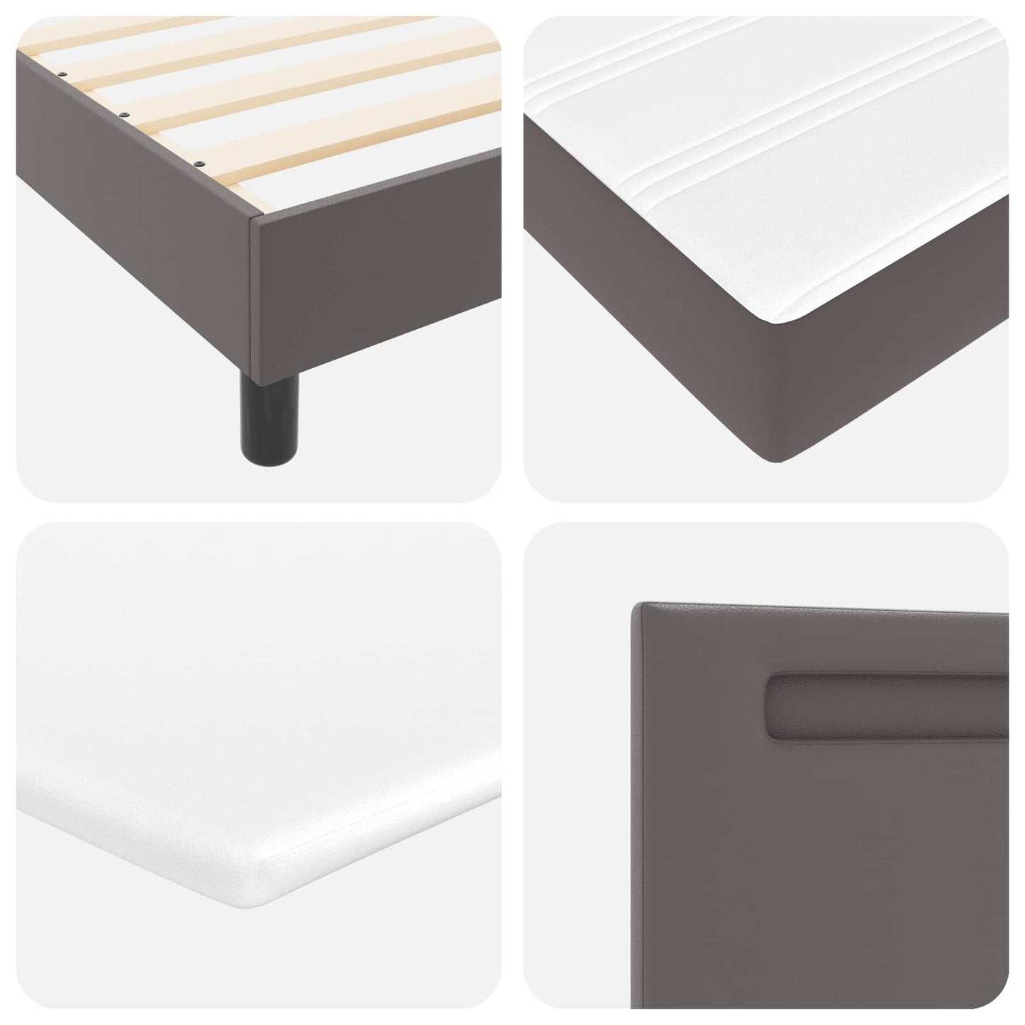 vidaXL Κρεβάτι με ελατήρια με κεφαλάρι Γκρι 200 x 200 cm Τεχνητό δέρμα
