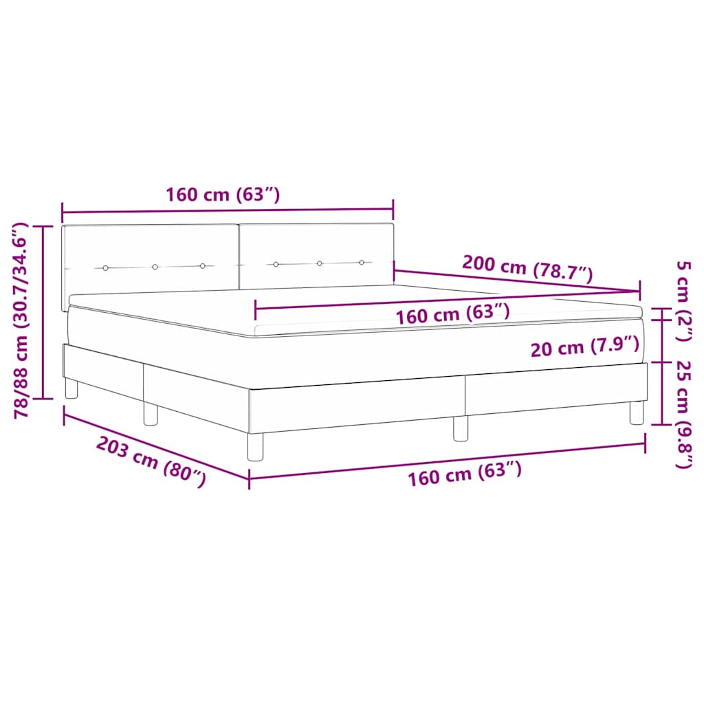 vidaXL Κρεβάτι με ελατήρια με κεφαλάρι Μαύρο 160 x 200 cm Βελούδο