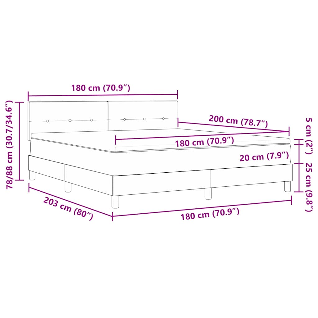 vidaXL Κρεβάτι με ελατήρια με κεφαλάρι Μαύρο 180 x 200 cm Βελούδο