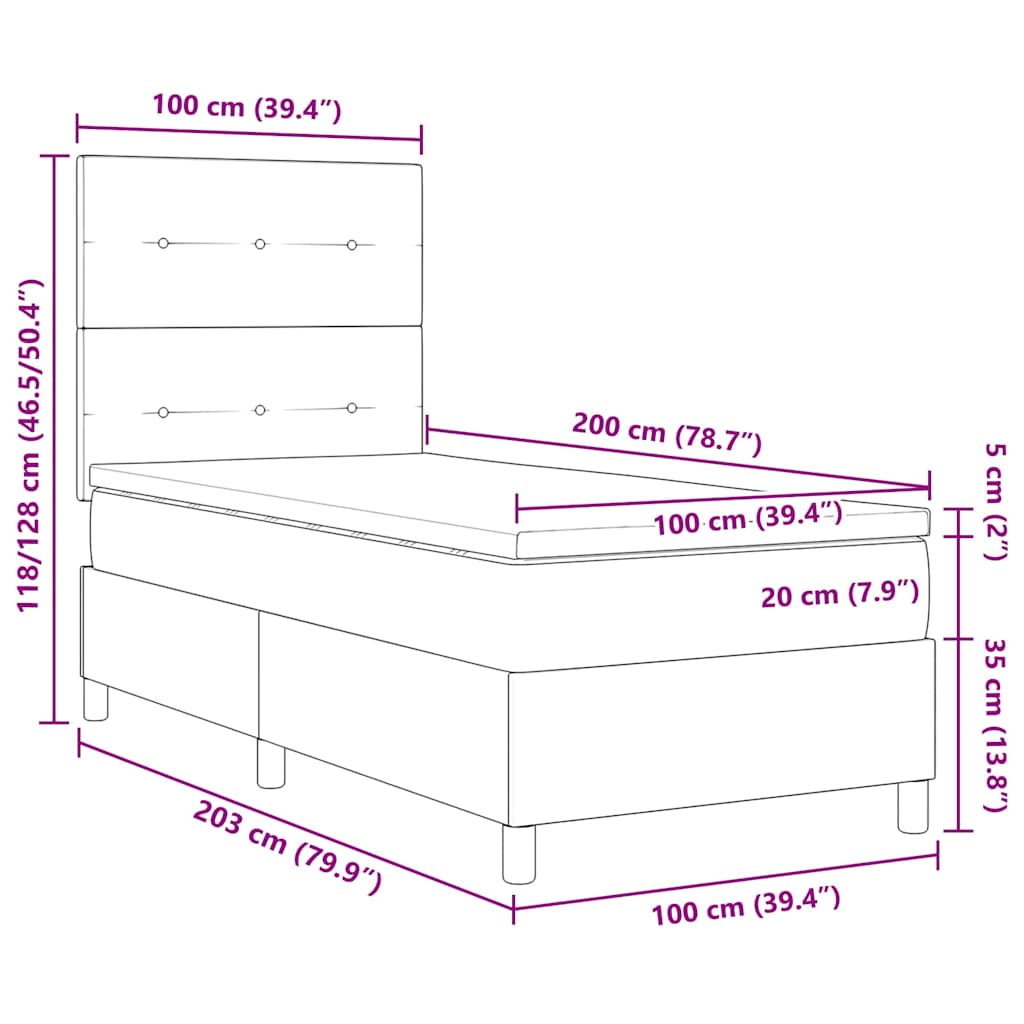 vidaXL Κρεβάτι με ελατήρια Ανοιχτό γκρι 100 x 200 cm Βελούδο