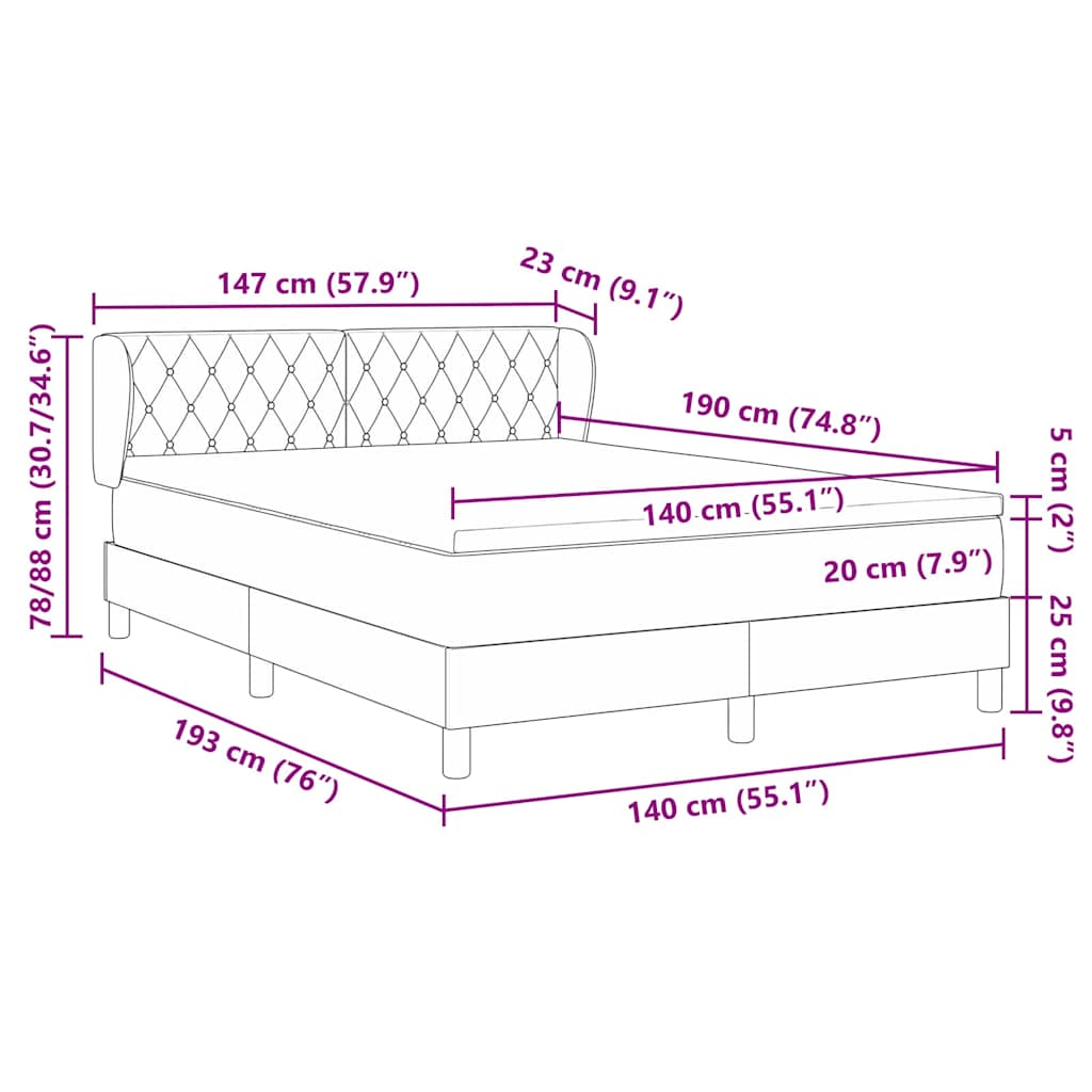 vidaXL Κρεβάτι με ελατήρια Σκούρο πράσινο 140 x 190 cm Βελούδο