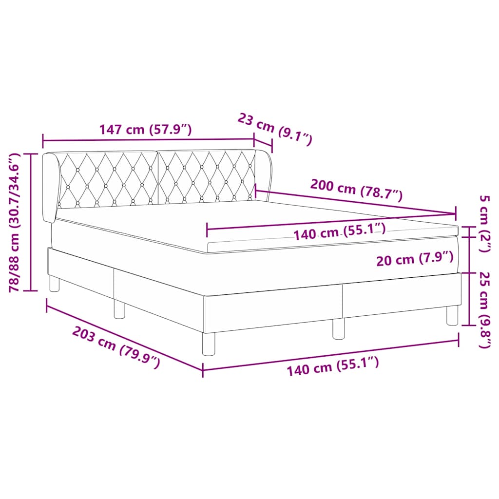 vidaXL Κρεβάτι με ελατήρια με κεφαλάρι Ροζ 140 x 200 cm Βελούδο