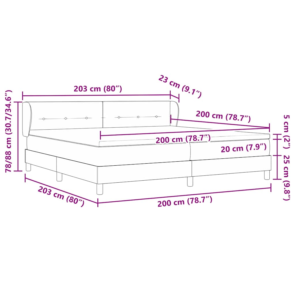 vidaXL Κρεβάτι με ελατήρια Σκούρο Μπλε 200 x 200 cm Βελούδο
