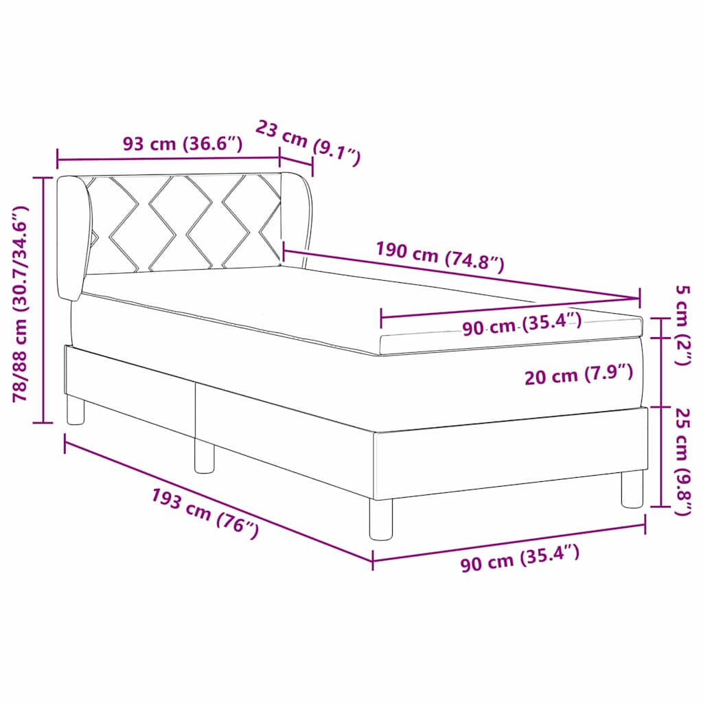 vidaXL Κρεβάτι με ελατήρια με κεφαλάρι Ροζ 90 x 190 cm Βελούδο