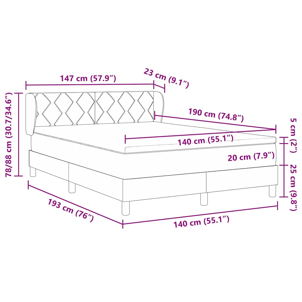 vidaXL Κρεβάτι με ελατήρια Σκούρο πράσινο 140 x 190 cm Βελούδο