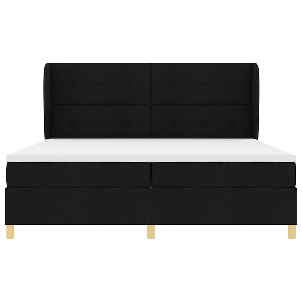 vidaXL Κρεβάτι με ελατήρια με κεφαλάρι Μαύρο 200 x 200 cm ύφασμα