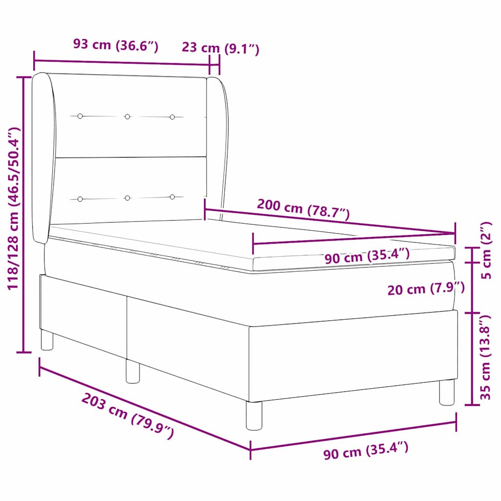 vidaXL Κρεβάτι με ελατήρια με κεφαλάρι Μαύρο 200 x 90 εκ. Βελούδο