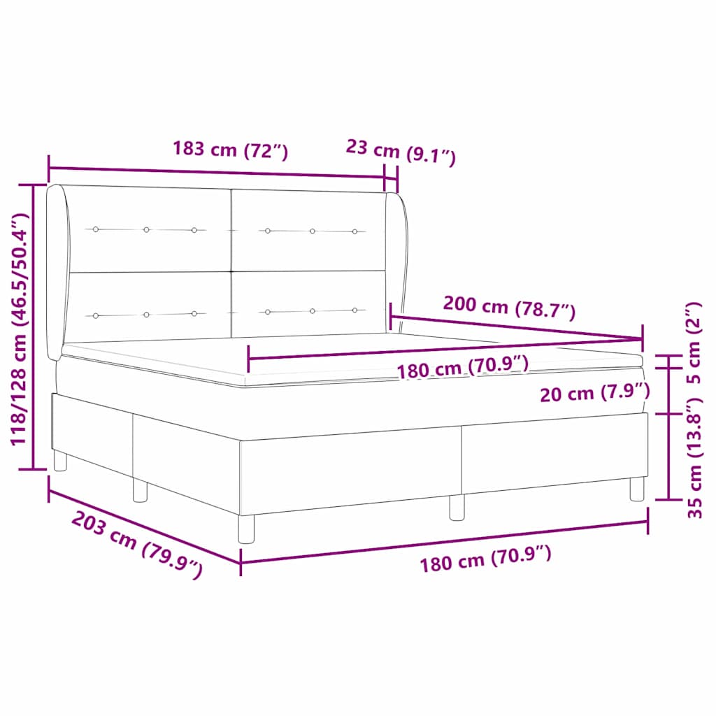 vidaXL Κρεβάτι με ελατήρια Σκούρο Πράσινο 200 x 180 cm Βελούδο