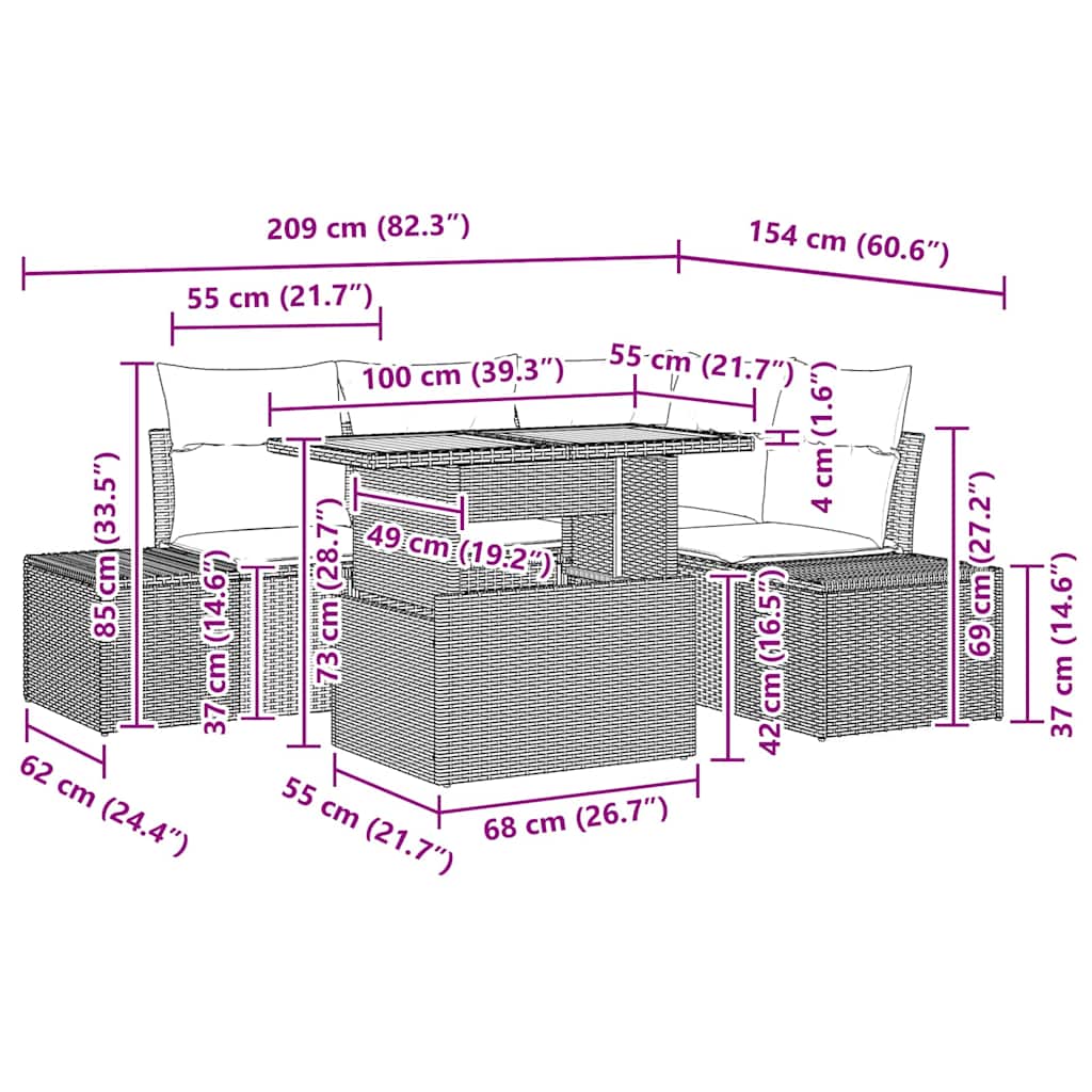 vidaXL Σετ Τραπεζαρίας Κήπου 5 Τεμαχίων με Μαξιλάρια Μαύρο Πολυ-Ρατάν Ακακία