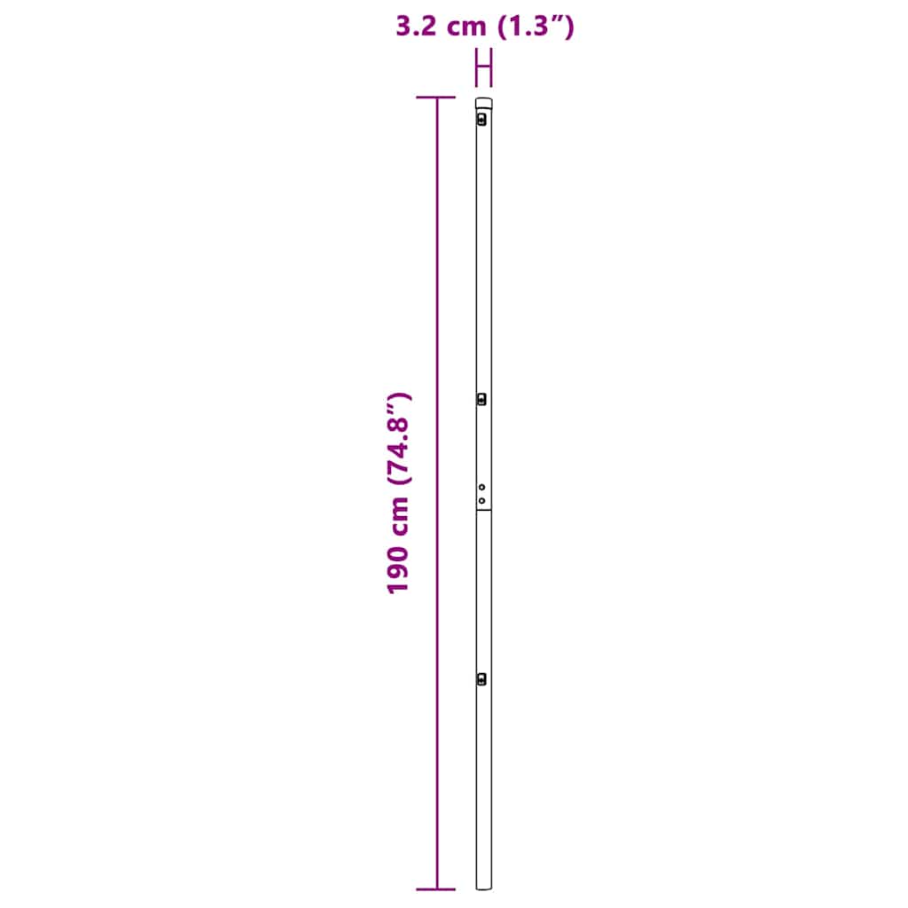 vidaXL Στυλοί περίφραξης 52 pcs Ø32 mm 190 εκ. Γαλβανισμένο Χάλυβα