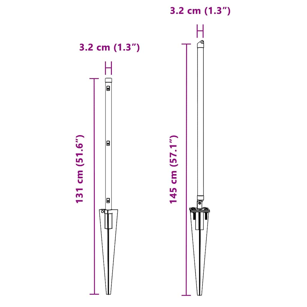 vidaXL Στύλος Περιφράξεων 52 pcs Ασημί 3.2 x 3.2 x 100 εκ Ατσάλι