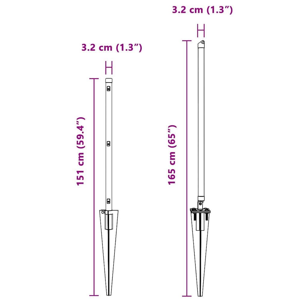 vidaXL Στυλίσκοι με Σφήνα 52 τεμ Ø32 mm 120 cm Γαλβανισμένο Ατσάλι