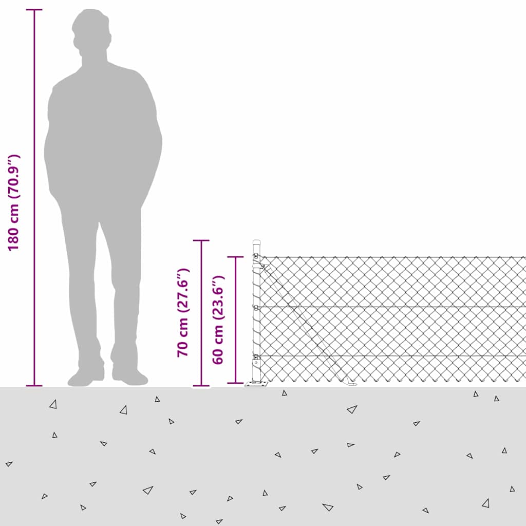 vidaXL Φράχτης από αλυσίδα με στήλες Πράσινο 0.6 x 10 μ Ατσάλι