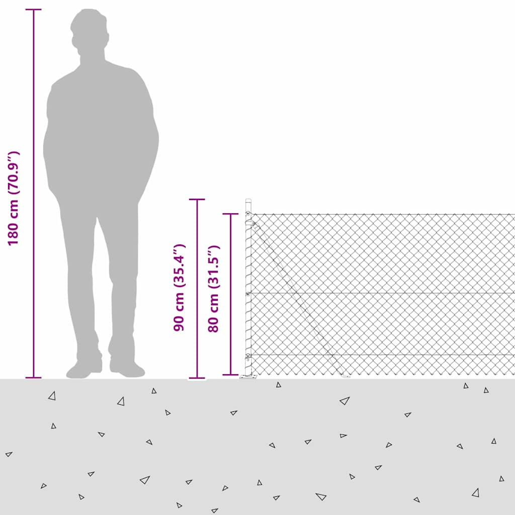 vidaXL Φράχτης από αλυσίδα με στήλες Πράσινο 0.8 x 10 m Ατσάλι