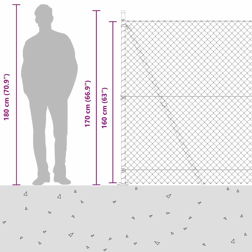 vidaXL Φράχτης από αλυσίδα με στήλες Πράσινο 1.6 x 10 m Ατσάλι