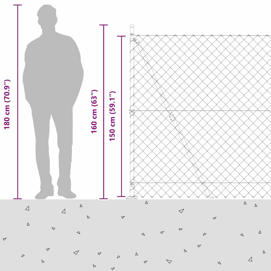 vidaXL Σετ Στύλων Φράχτη Ασημί 10 x 1.5 m Επικαλυμμένος Χάλυβας