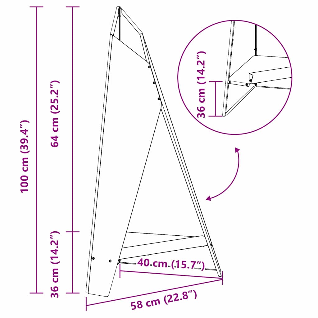 vidaXL Φωτιά Μαύρο 58 x 40 x 100 εκ. Ατσάλι