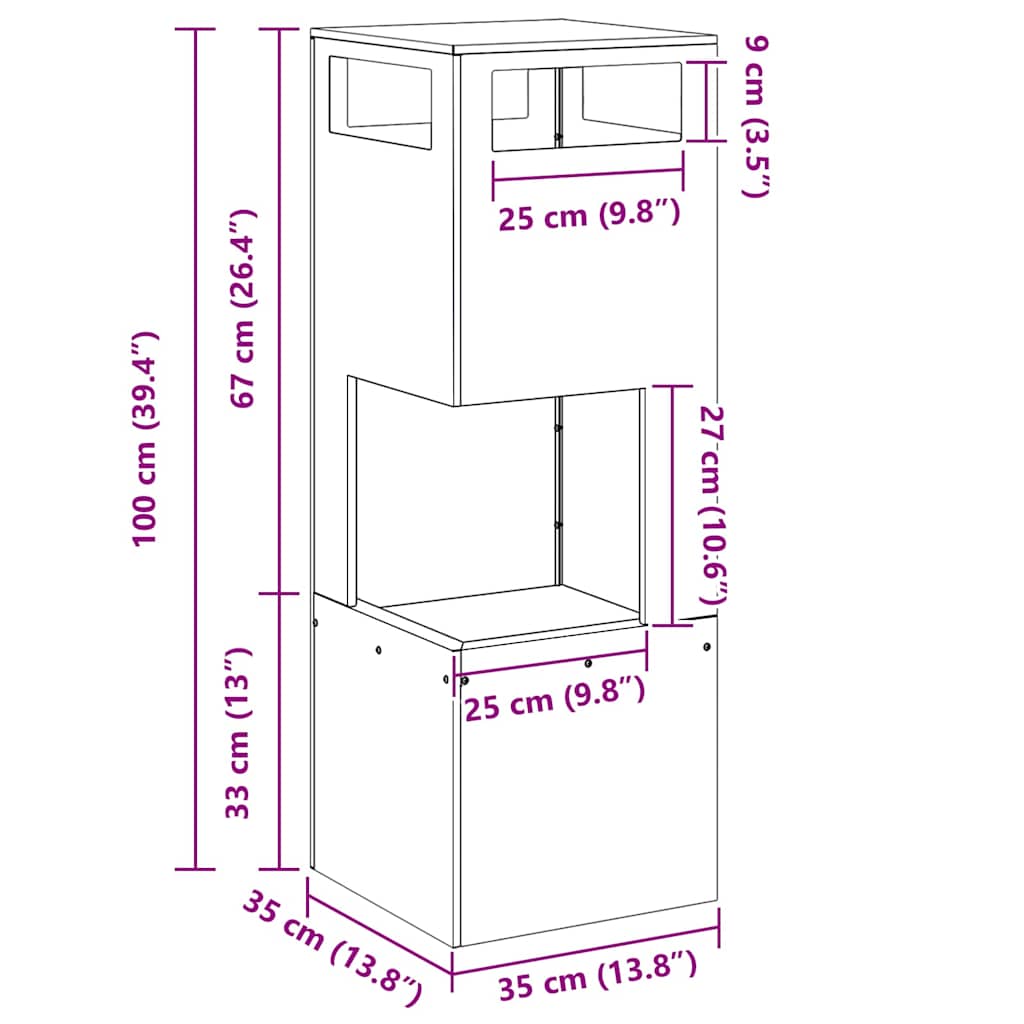 vidaXL Φωτιά Μαύρο 35 x 35 x 100 εκ Ατσάλι