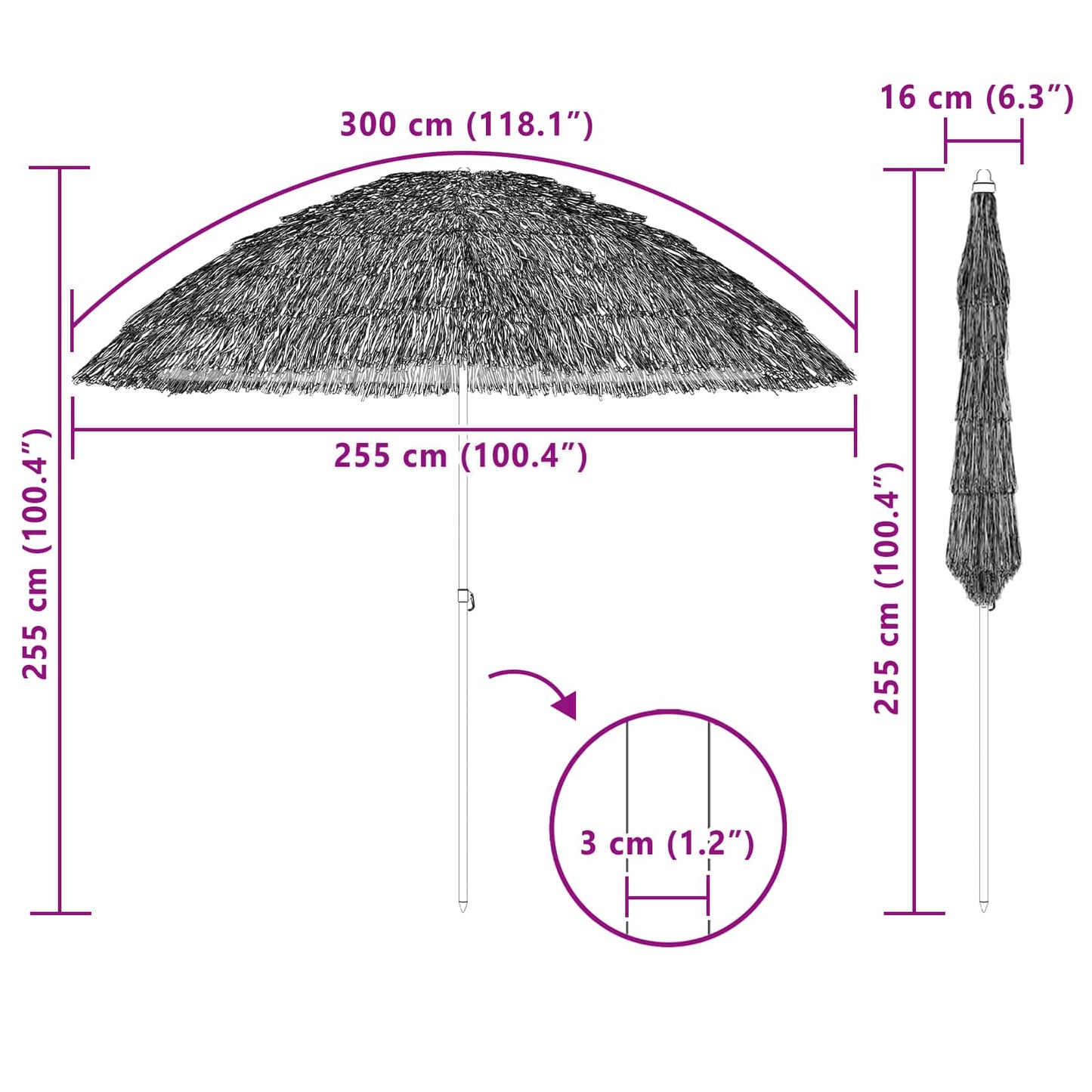 vidaXL Ομπρέλα Κήπου 255 x 255 x 255 εκ Πολυπροπυλένιο και Πολυεστέρας