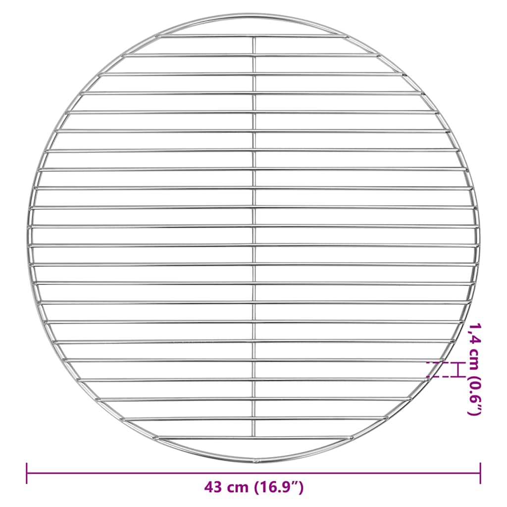 vidaXL BBQ Grill Grate Silver Ø43 εκ Ανοξείδωτο Χάλυβα
