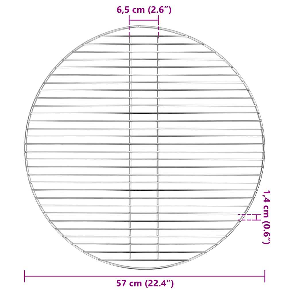 vidaXL BBQ Grill Grate Ασημί Ø57 εκ. Ανοξείδωτο ατσάλι