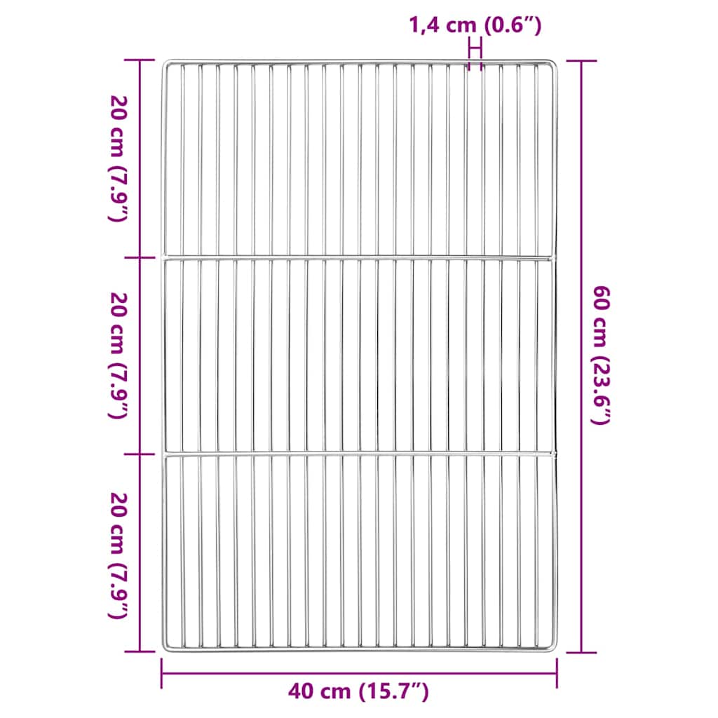 vidaXL Σχάρα ψησίματος Ασημί 60 x 40 cm Ανοξείδωτο ατσάλι