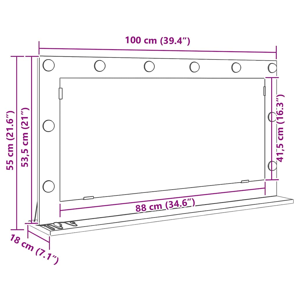 vidaXL Καθρέφτης τουαλέτας με καθρέφτη Δρύς Sonoma 100 x 55 x 18 εκ.