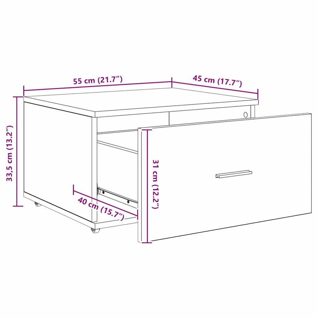 vidaXL Ντουλάπι με Συρτάρια 55 x 45 x 31 εκ Λευκό