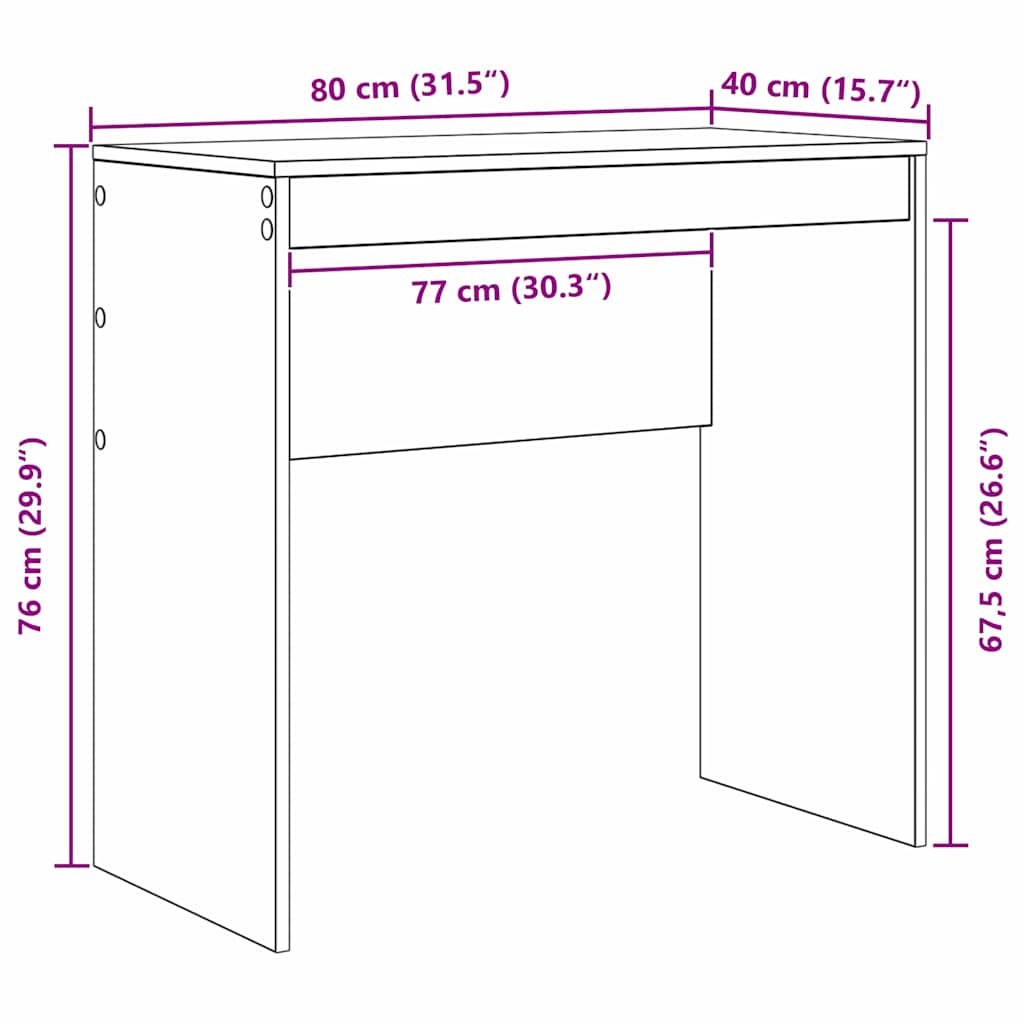 vidaXL Γραφείο Άλλο Μαύρη δρυς 80 x 40 x 76 εκ. Επεξεργασμένο ξύλο