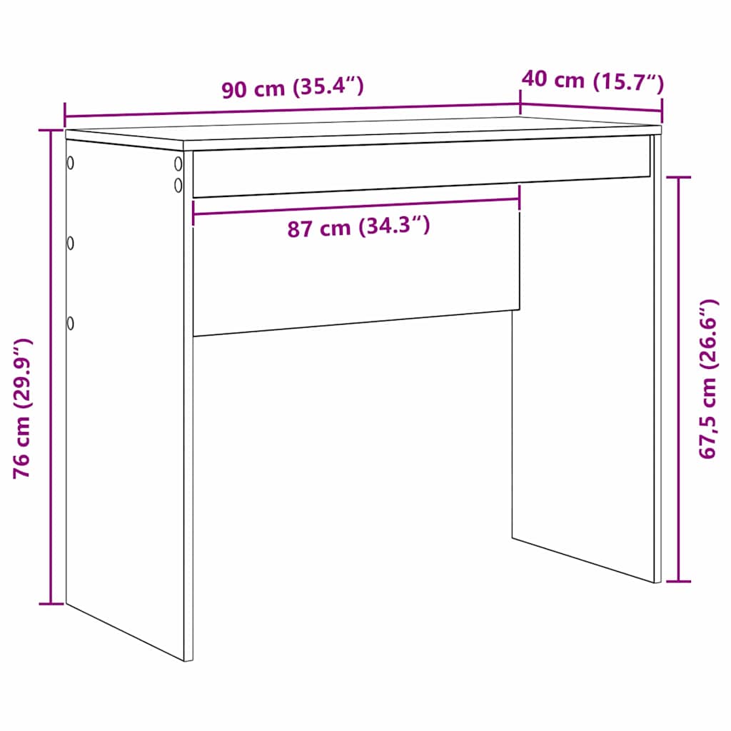 vidaXL Γραφείο Άλλο artisan δρυς 90 x 40 x 76 εκ. Επεξεργασμένο ξύλο