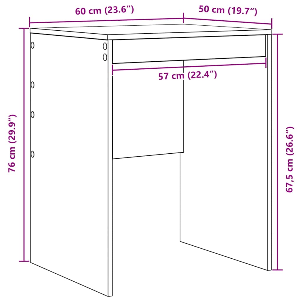 vidaXL Γραφείο Άλλο Γκρι sonoma 60 x 50 x 76 εκ. Επεξεργασμένο ξύλο