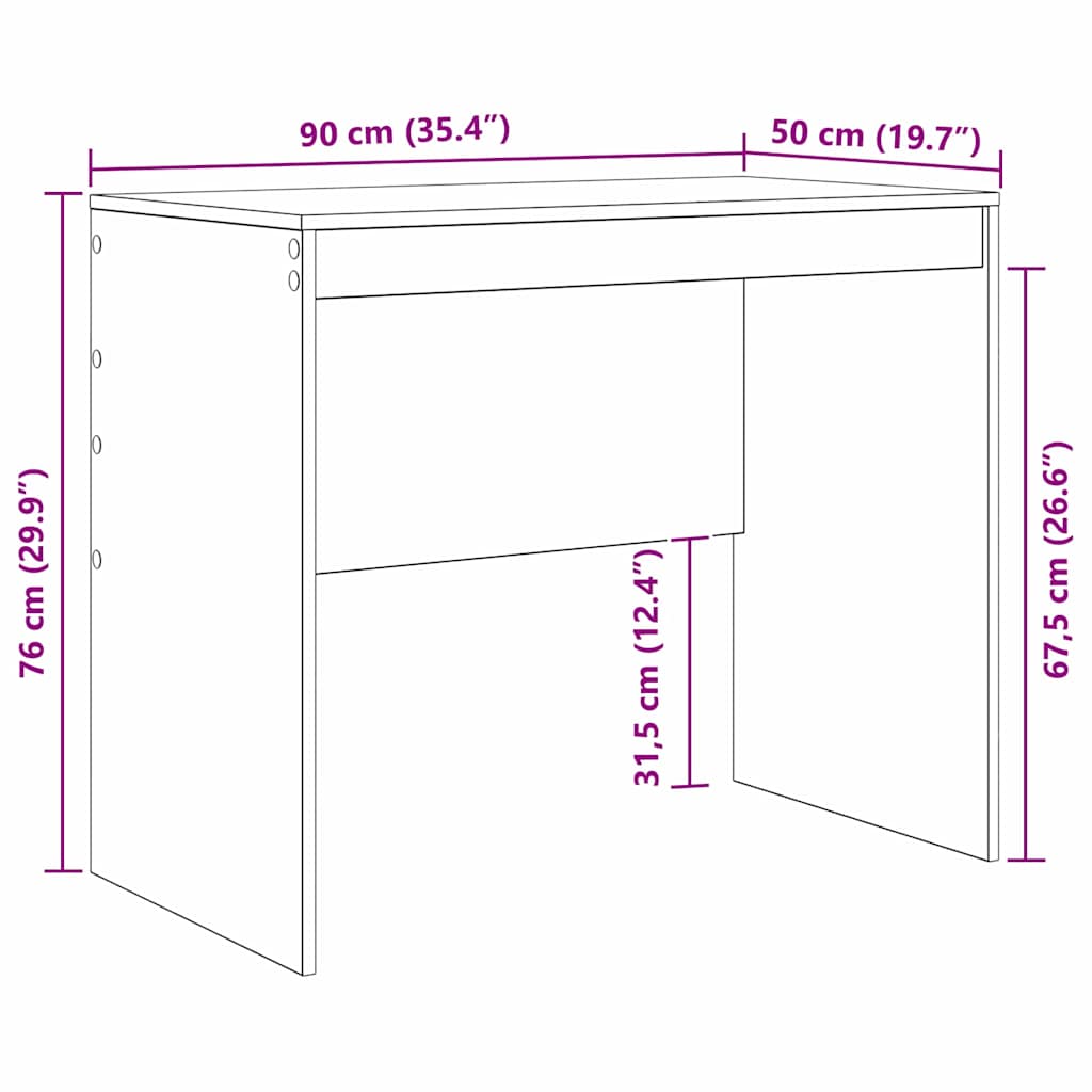 vidaXL Γραφείο Καπνιστό Δρύς 90 x 50 x 76 εκ.