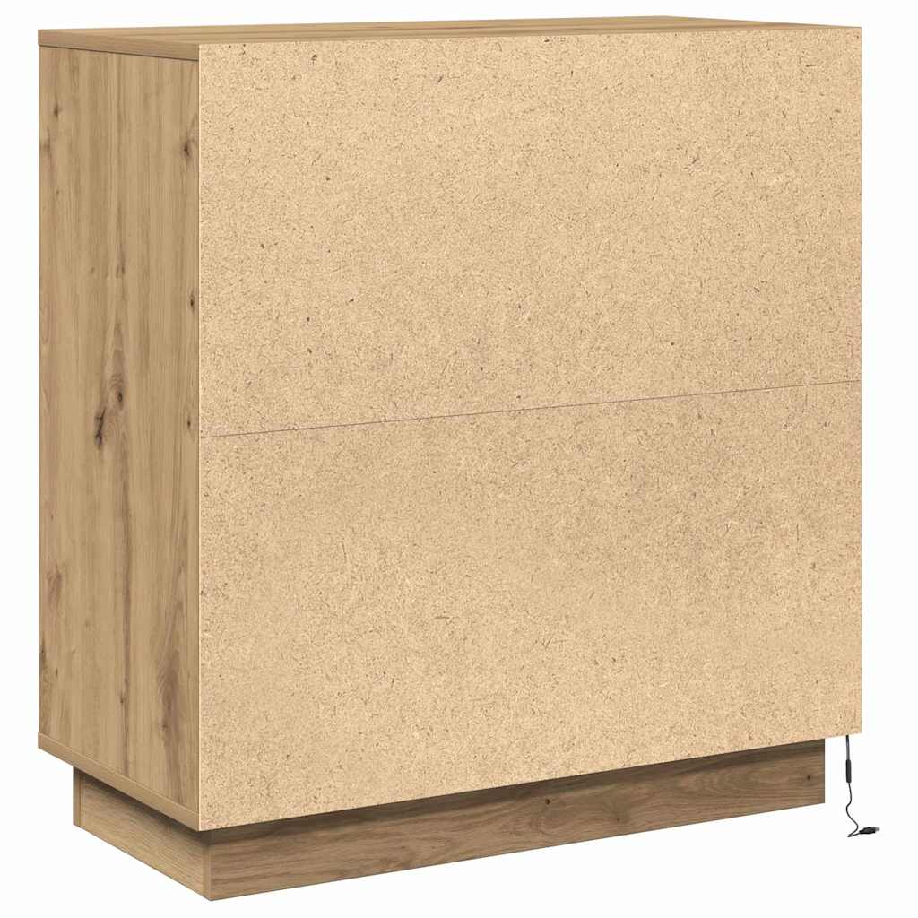 vidaXL Πλευρικό Τραπέζι LED Artisan Δρυς 71 x 34,5 x 75 εκ.