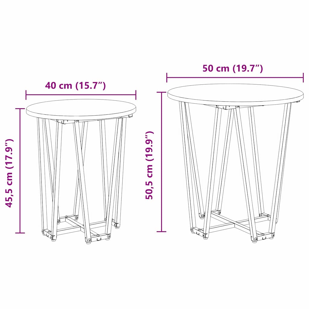 vidaXL Σετ βοηθητικά τραπεζάκια 2 pcs Καπνιστή βελανιδιά και Μαύρο
