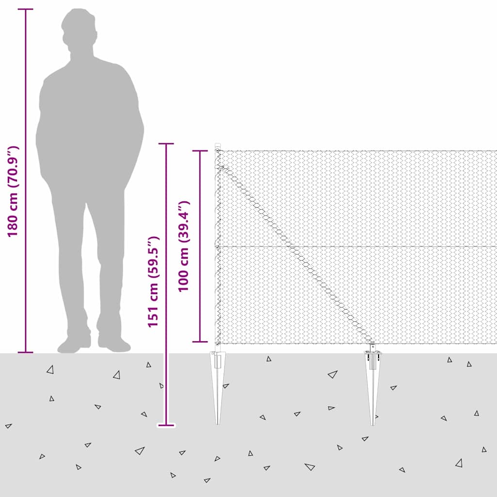 vidaXL Γκρι Εξαγωνικός Φράχτης 1x50 μ Ατσάλι