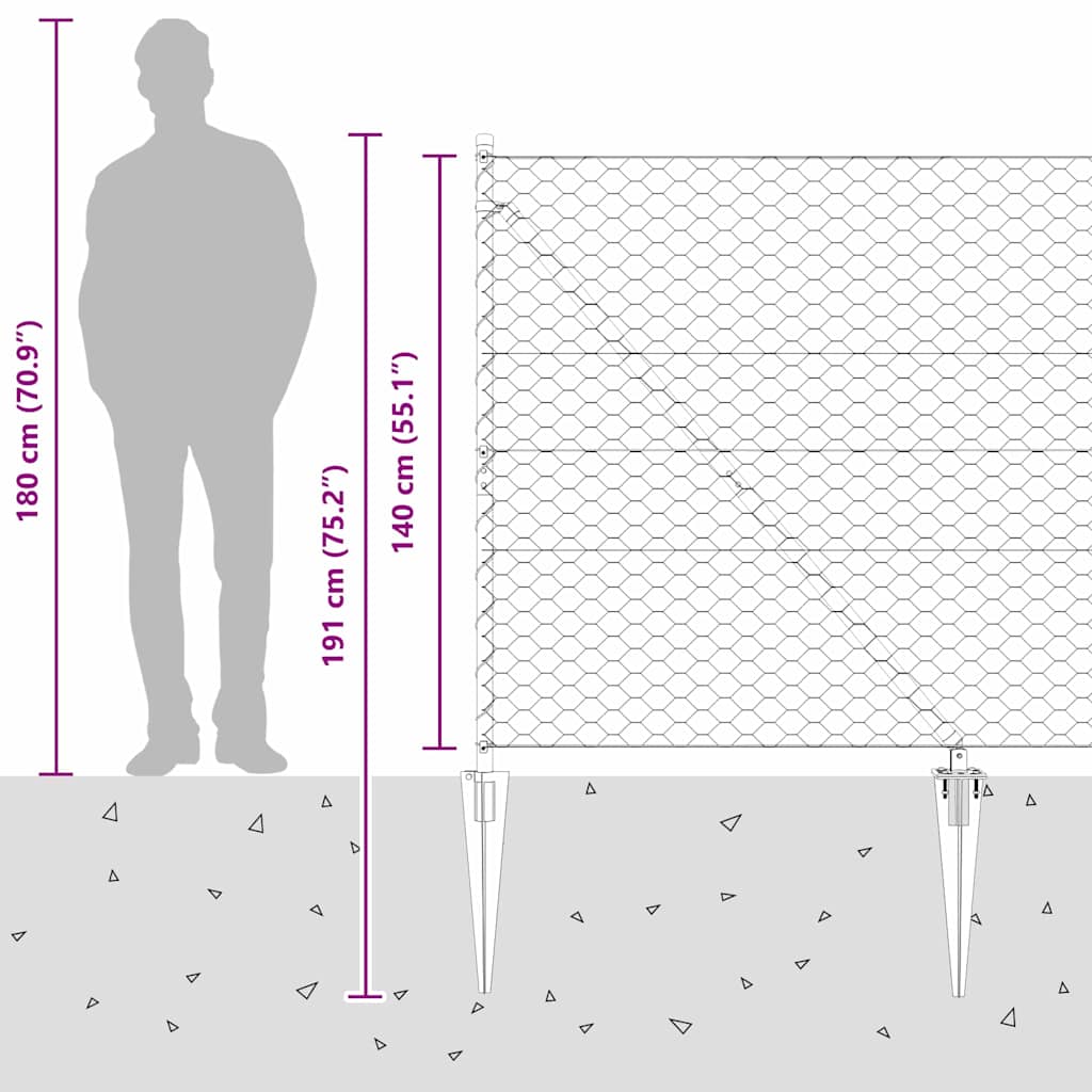 vidaXL Φράχτης Εξάγωνο Γκρι 1.4x50 μ Χάλυβας