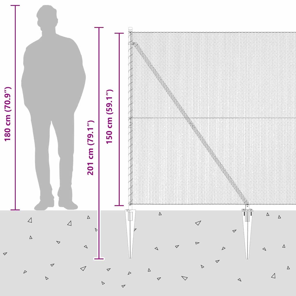 vidaXL Φράκτης Εξάγωνο Γκρι 1.5x50 μ Χάλυβας