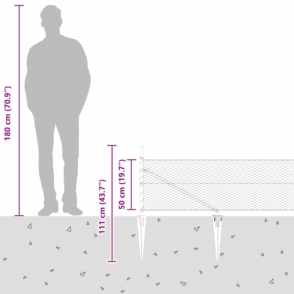 Φράχτης Hexagon vidaXL Γκρι 0.5x100 μ Ατσάλι