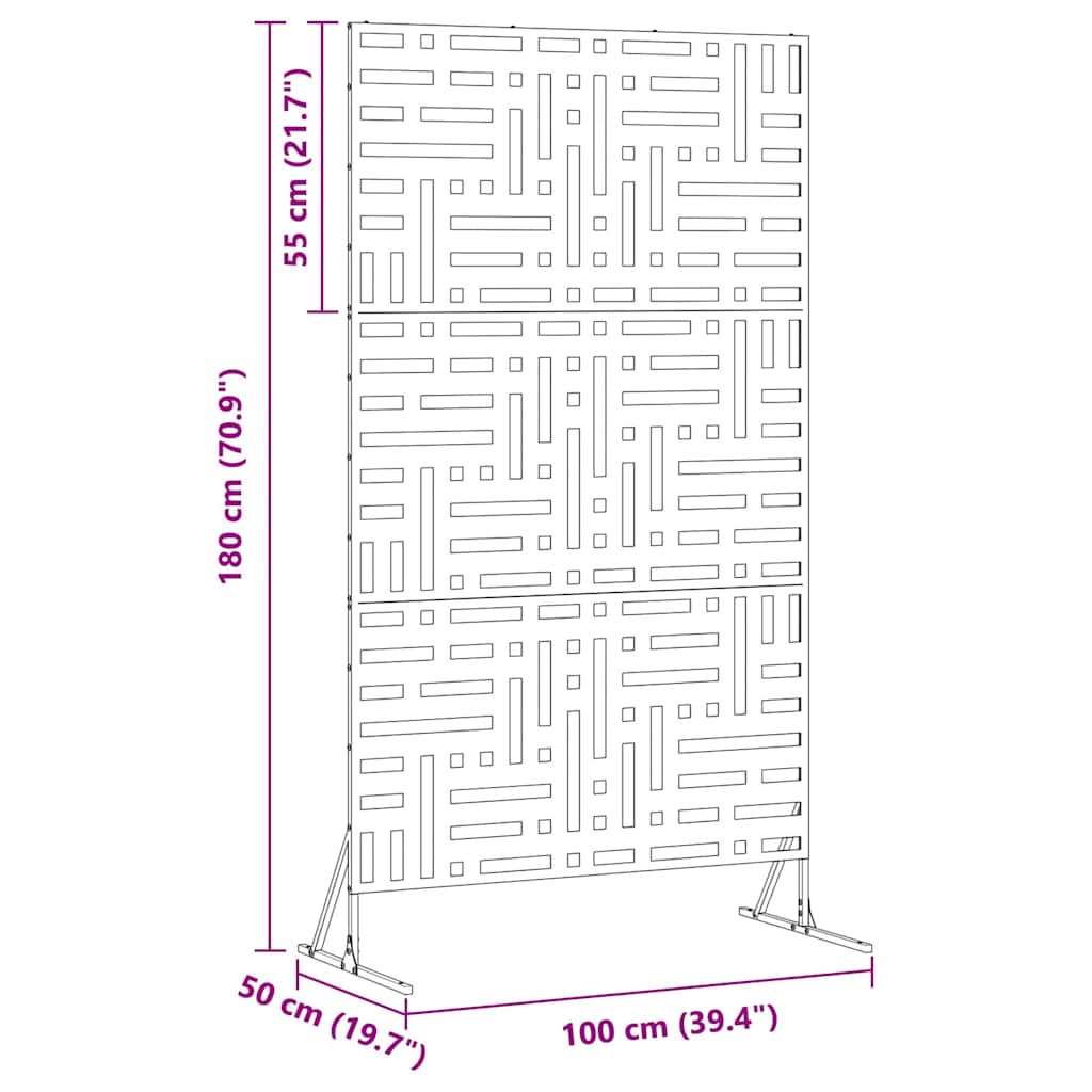 vidaXL Οθόνη Ιδιωτικότητας Ανθρακί 100 x 50 x 180 εκ. Ατσάλι