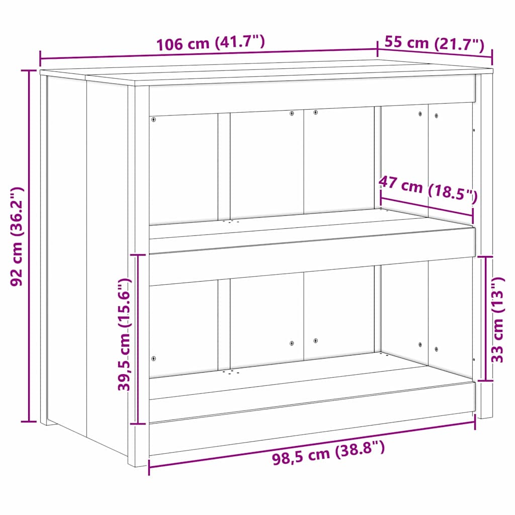 vidaXL Ντουλάπα Κουζίνας με ράφι Καφέ 106 x 55 x 92 cm ξύλο duglasias