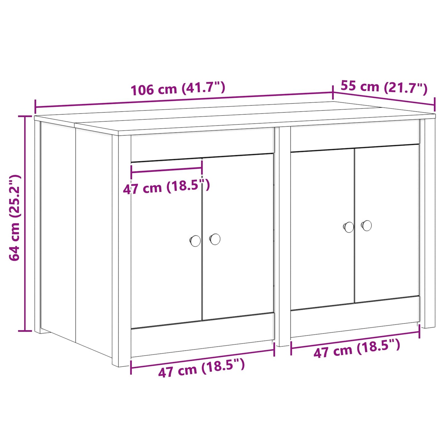 vidaXL Ντουλάπα Κουζίνας Καφέ 106 x 55 x 64 cm Μασίφ ξύλο πεύκου