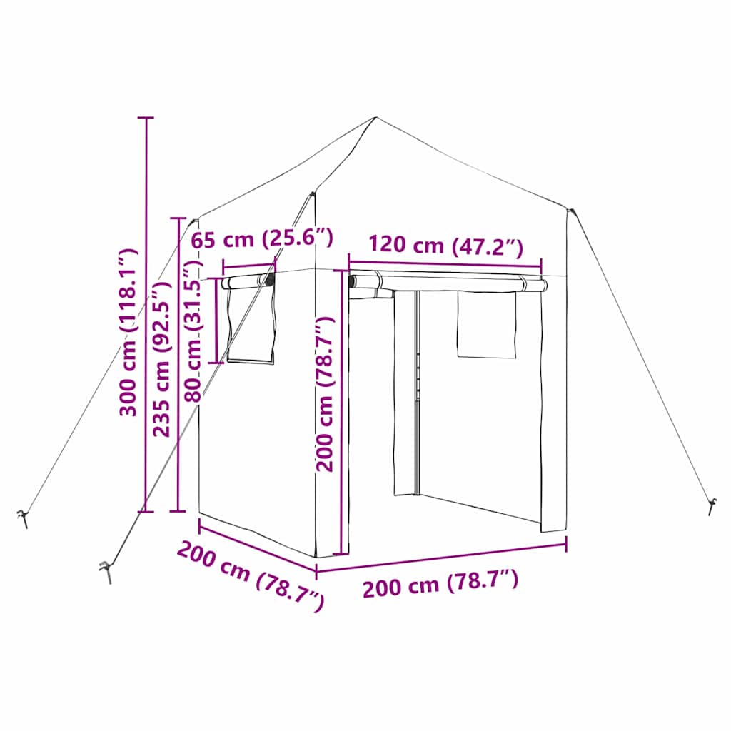 vidaXL Θερμοκήπιο με στέγη Πράσινο 200 x 200 x 300 εκ Ατσάλι